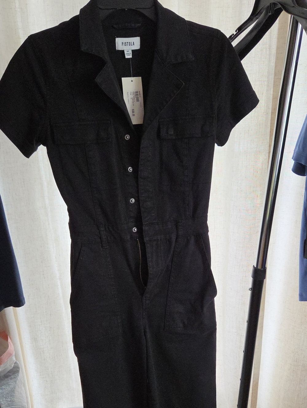 pistola Black Short-Sleeve Utility Jumpsuit